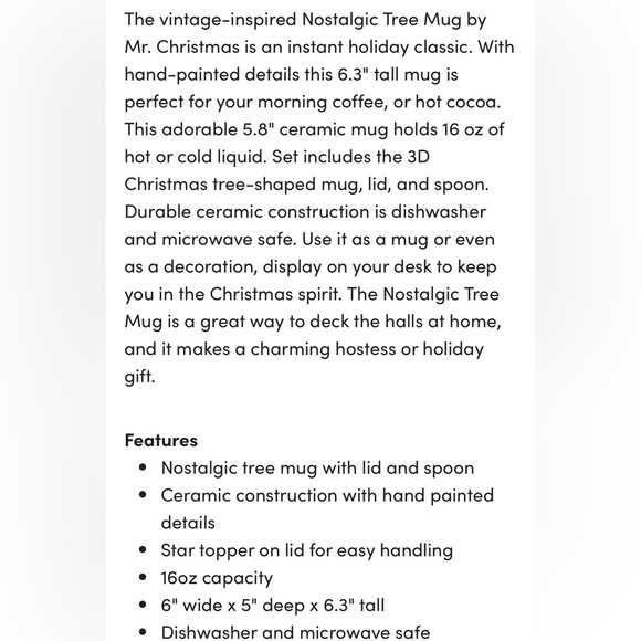 Mr. Christmas 16oz Lidded Nostalgic Christmas Tree Mug with Spoon NIB - Picture 12 of 16